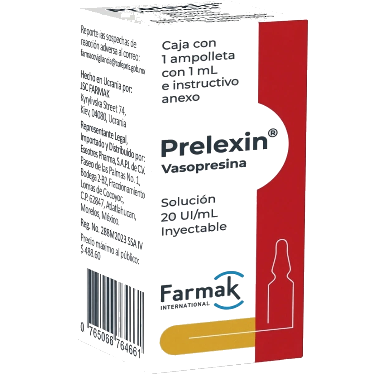 Prelexin Vasopresina Solución 20 UI/ml Inyectable Caja Con 1 Ampolleta Con 1 ml