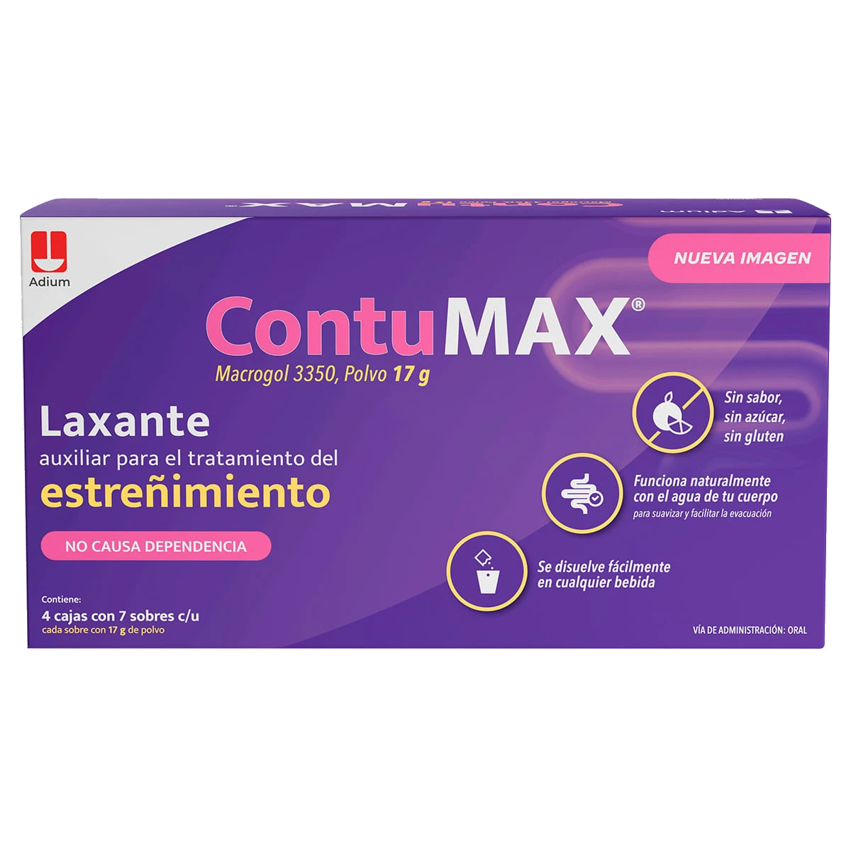 Contumax Laxante Macrogol 3350 4 Cajas Con 7 Sobres De 17 g